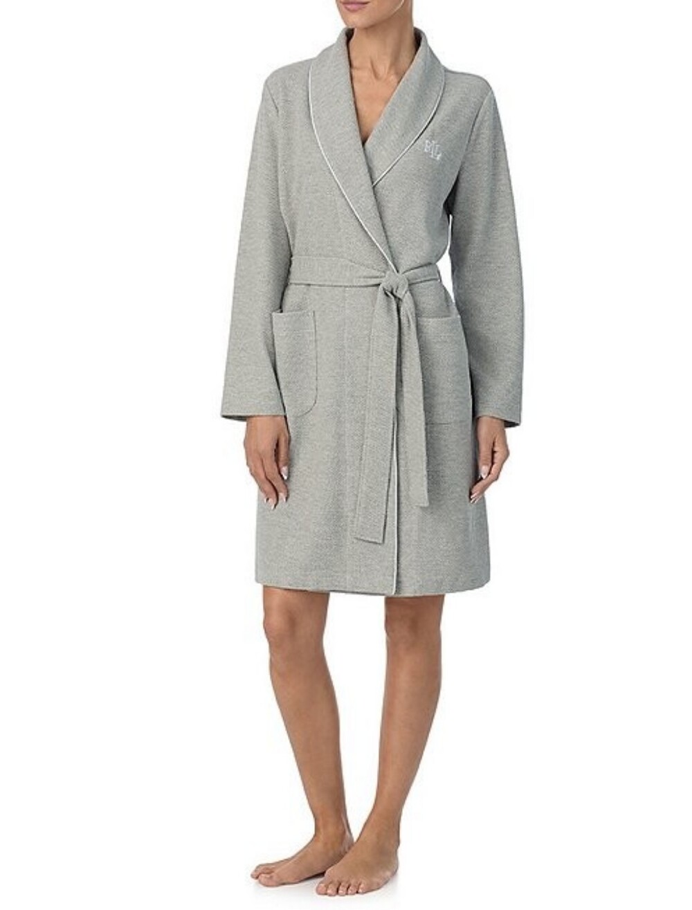 Ralph Lauren Light Gray Shawl Collar Robe with Belt